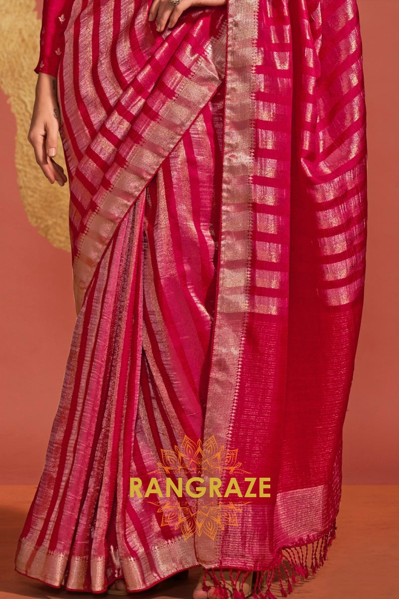 Magenta Radiance Handloom Woven Banarasi Silk Saree
