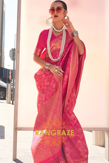 Crimson Rose Banarasi Silk Handloom Saree