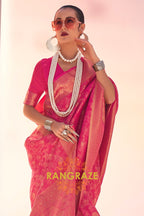 Crimson Rose Banarasi Silk Handloom Saree