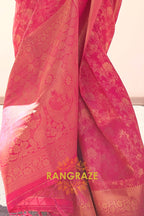 Crimson Rose Banarasi Silk Handloom Saree