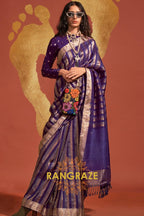 Royal Purple Radiance Handloom Woven Banarasi Silk Saree