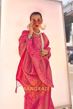 Crimson Rose Banarasi Silk Handloom Saree