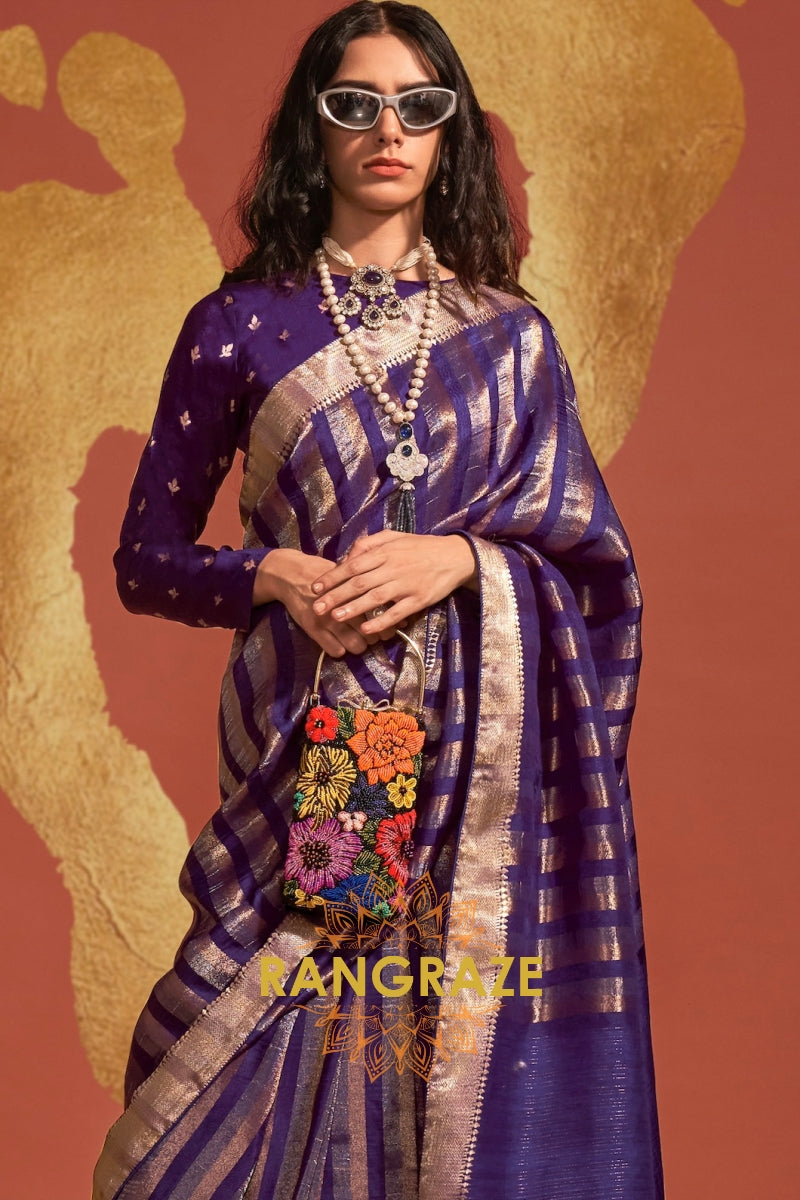 Royal Purple Radiance Handloom Woven Banarasi Silk Saree