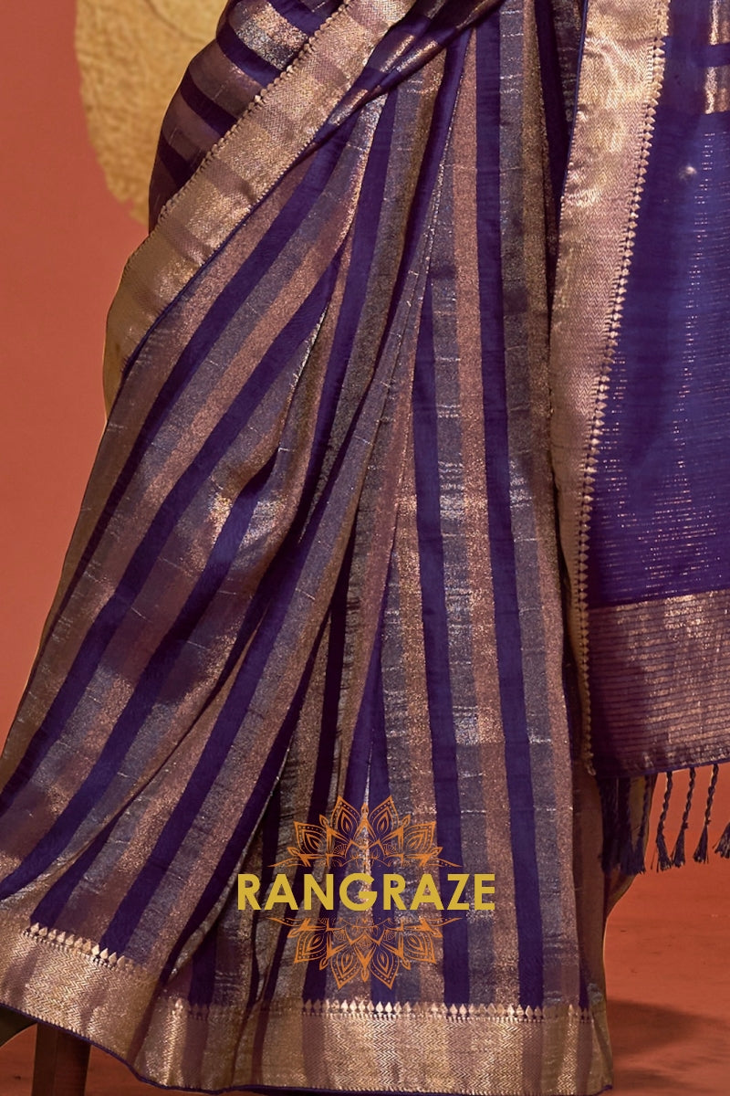 Royal Purple Radiance Handloom Woven Banarasi Silk Saree