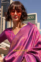 Plum Purple Banarasi Silk Handloom Saree