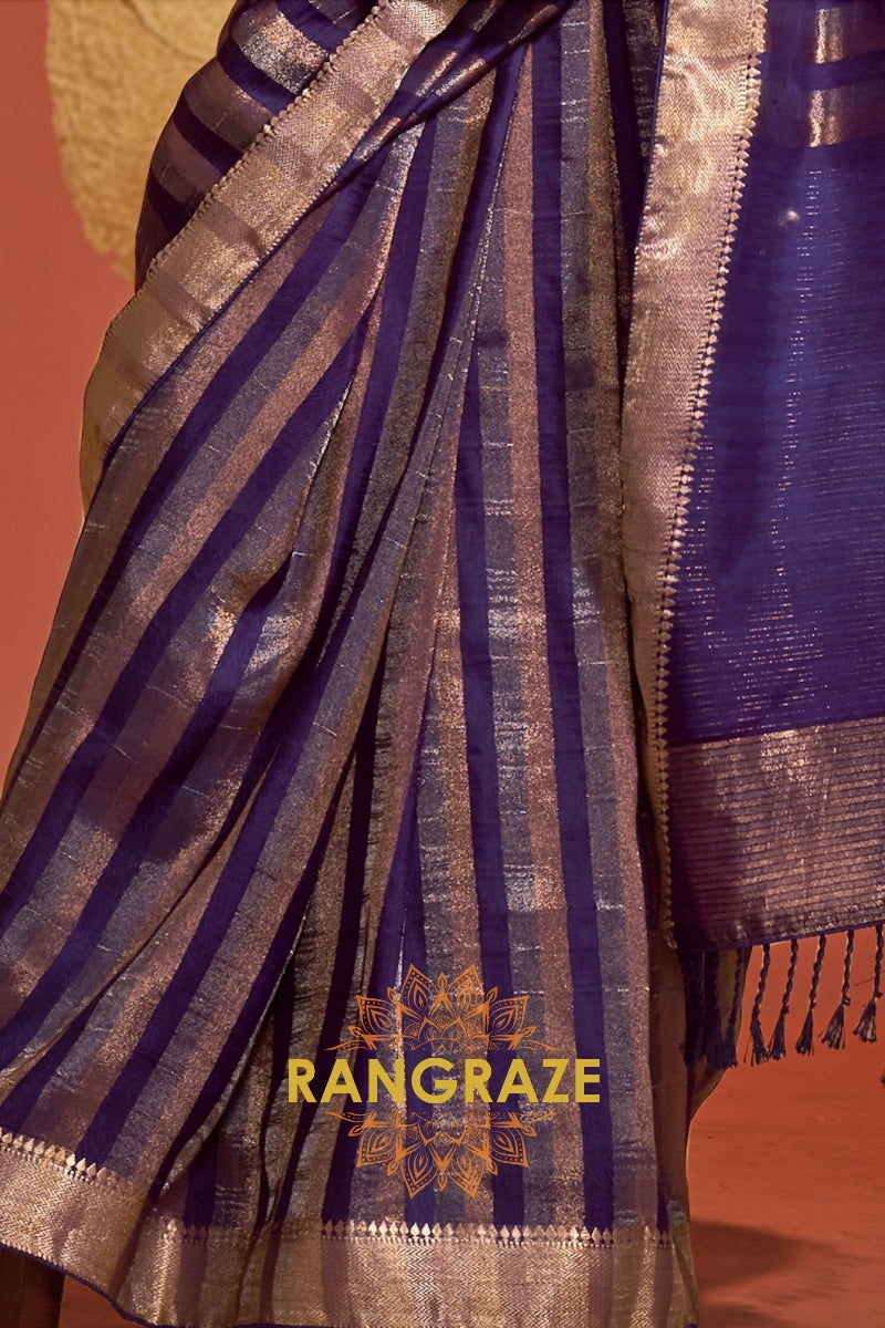 Royal Purple Radiance Handloom Woven Banarasi Silk Saree