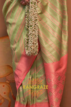 Pastel Green And Pink Banarasi Silk Saree