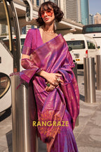 Plum Purple Banarasi Silk Handloom Saree