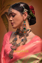 Pastel Green And Pink Banarasi Silk Saree