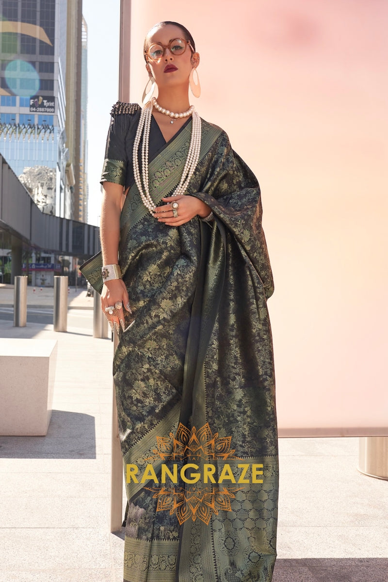 Black Banarasi Silk Handloom Saree