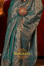 Imperial Turquoise Blue Woven Banarasi Brocade Silk Saree