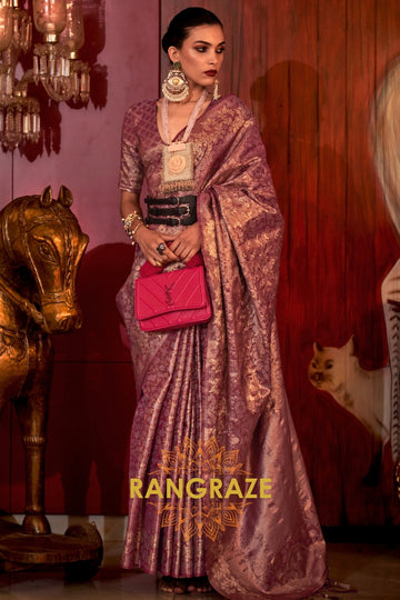 Imperial Maroon Woven Banarasi Brocade Silk Saree