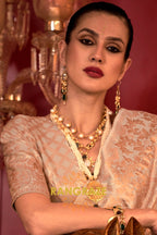 Imperial Ivory Gold Woven Banarasi Brocade Silk Saree