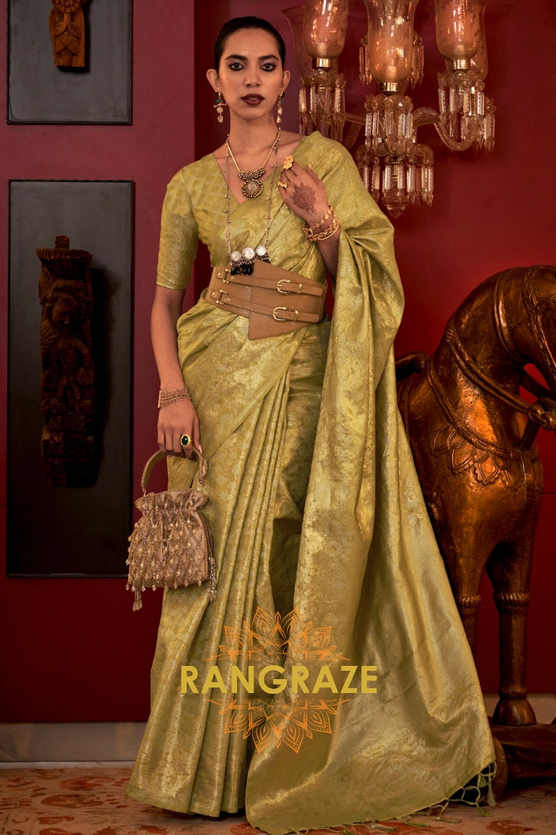 Imperial Sea Green Woven Banarasi Brocade Silk Saree