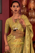 Imperial Sea Green Woven Banarasi Brocade Silk Saree