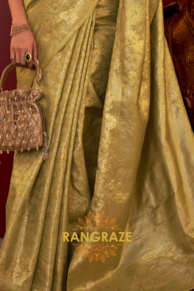 Imperial Sea Green Woven Banarasi Brocade Silk Saree