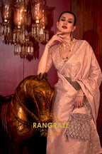 Imperial Pink Woven Banarasi Brocade Silk Saree