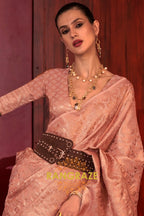 Imperial Pink Woven Banarasi Brocade Silk Saree
