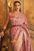 Imperial Pink Woven Banarasi Satin Silk Saree