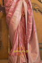 Imperial Pink Woven Banarasi Satin Silk Saree