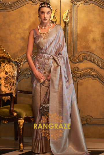 Imperial Lilac Woven Banarasi Satin Silk Saree