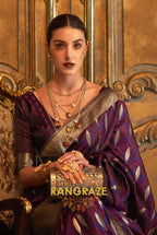 Imperial Royal Purple Woven Banarasi Satin Silk Saree