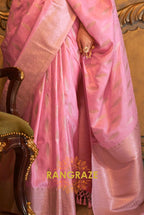 Imperial Royal Pink Woven Banarasi Satin Silk Saree
