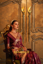Imperial Maroon Woven Banarasi Satin Silk Saree