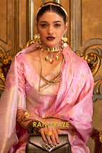 Imperial Royal Pink Woven Banarasi Satin Silk Saree