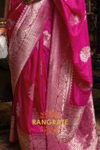 Opulent Royal Pink Woven Banarasi Georgette Silk Saree