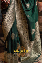 Opulent Green Woven Banarasi Georgette Silk Saree