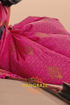 Elegant Maroon Pink Dual Tone Banarasi Satin Silk Saree