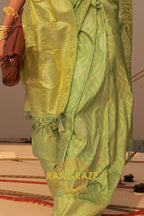 Coral Sea Green Dual Tone Banarasi Satin Silk Saree