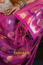 Divine Purple Woven Banarasi Satin Silk Saree