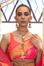 Contrasting Rani Pink Woven Banarasi Brocade Silk Saree