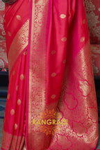 Imperial Bridal Red Moss Weave Handloom Weaving Banarasi Silk Saree