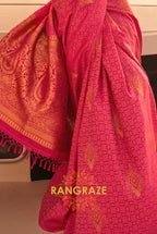 Elegant Rani Pink Dual Tone Banarasi Satin Silk Saree