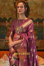 Divine Royal Maroon Woven Banarasi Satin Silk Saree