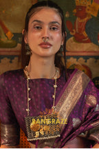 Divine Royal Maroon Woven Banarasi Satin Silk Saree