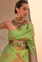 Elegant Green Dual Tone Banarasi Satin Silk Saree