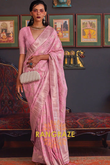 Club Pink Banarasi Katan Silk Saree