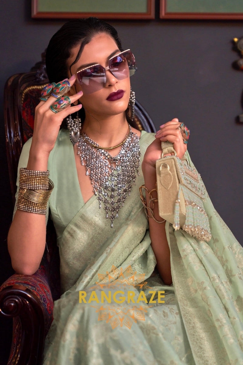 Club Green Banarasi Katan Silk Saree