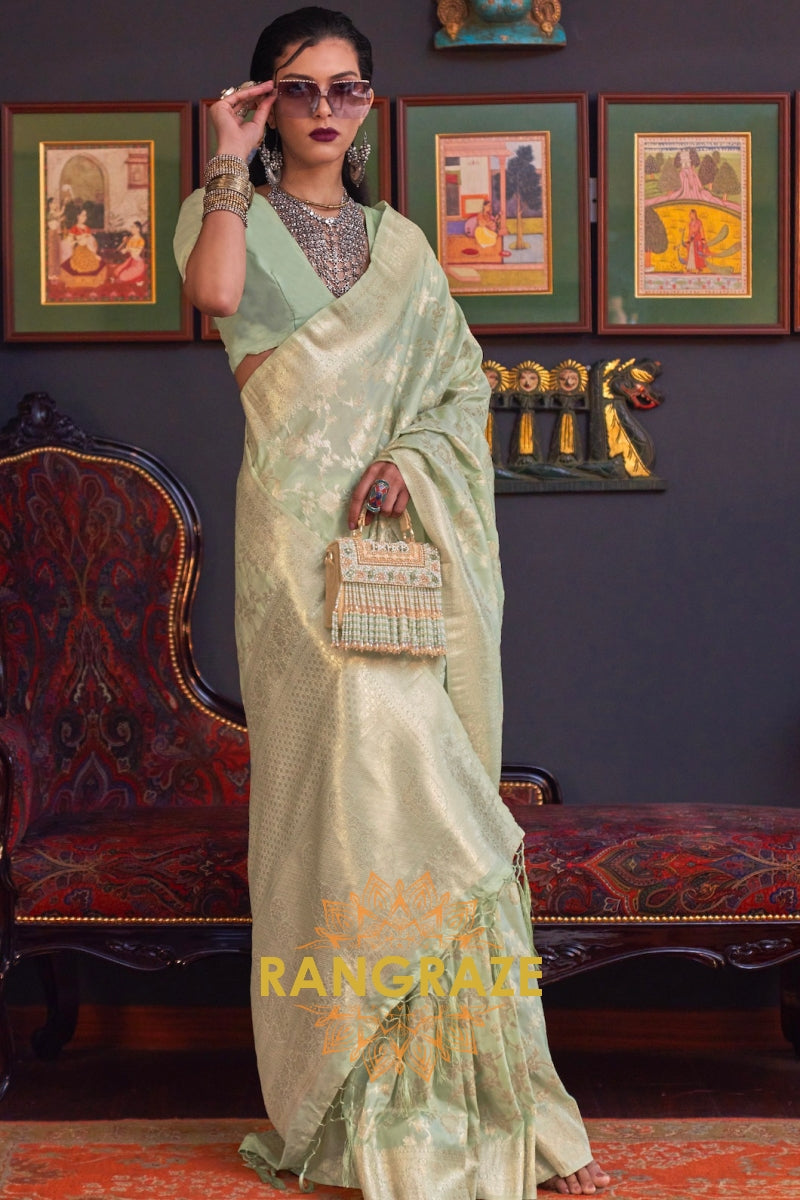 Club Green Banarasi Katan Silk Saree