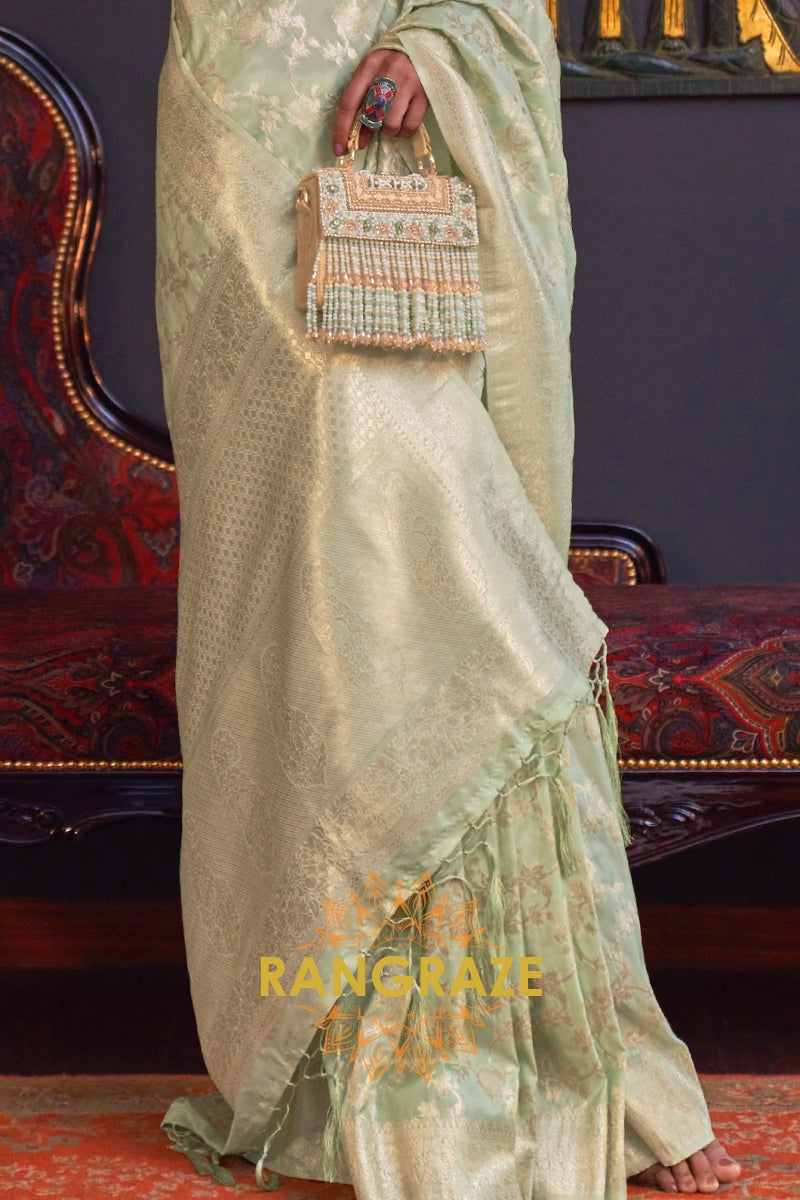 Club Green Banarasi Katan Silk Saree