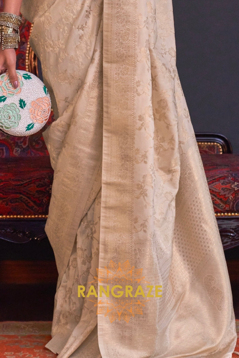 Club Beige Banarasi Katan Silk Saree