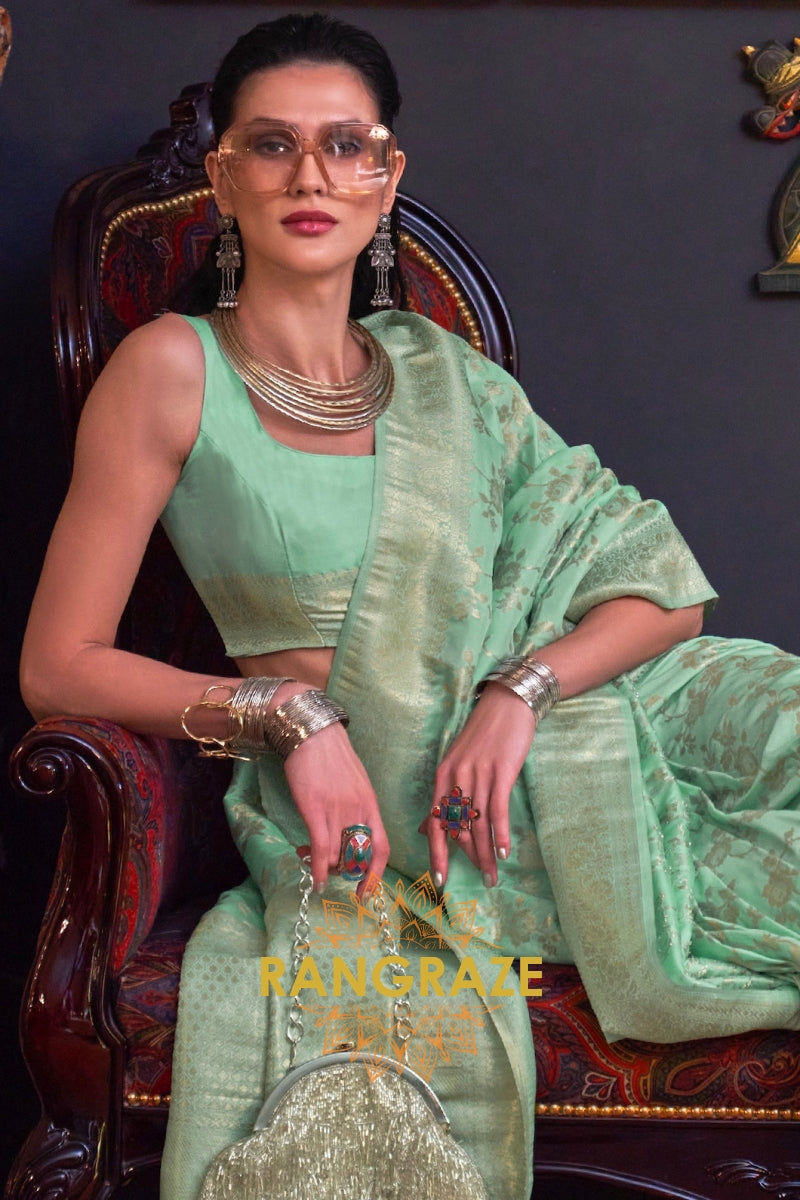 Jade Green Banarasi Katan Silk Saree