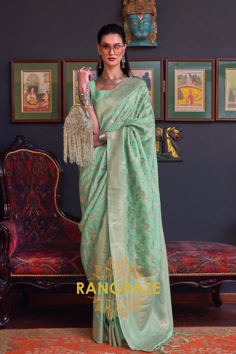 Jade Green Banarasi Katan Silk Saree