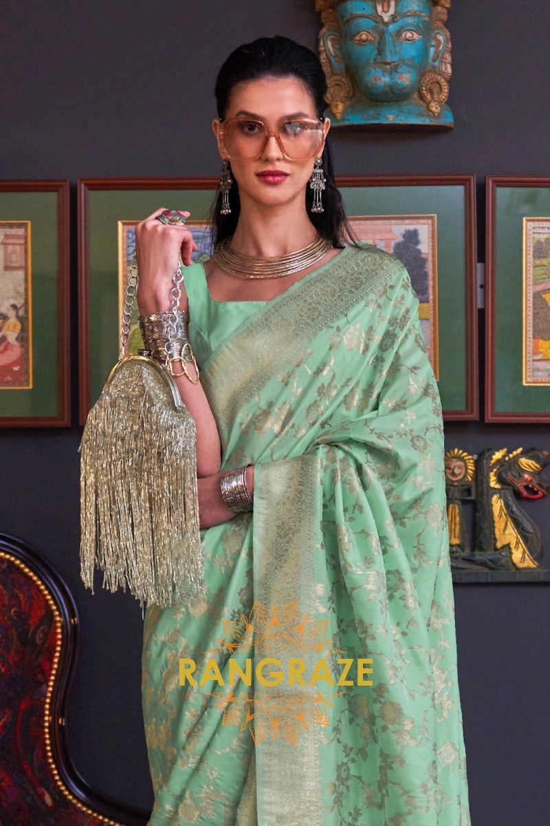 Jade Green Banarasi Katan Silk Saree