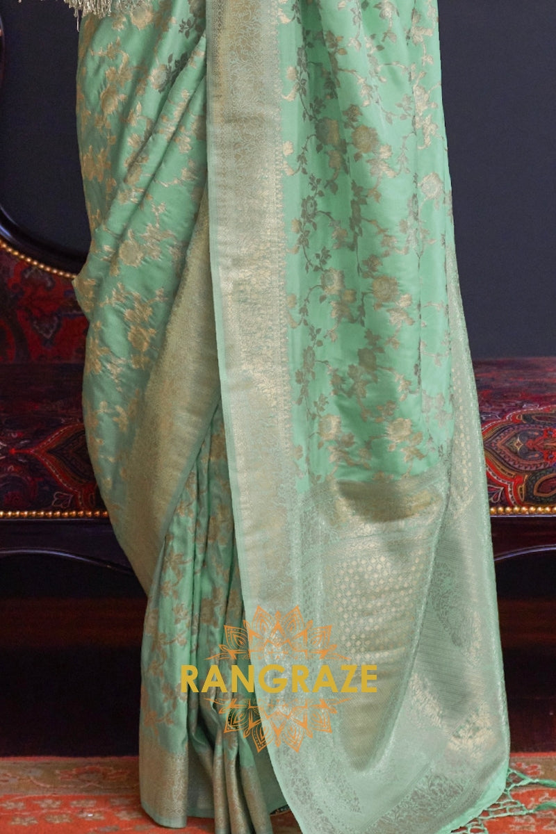 Jade Green Banarasi Katan Silk Saree