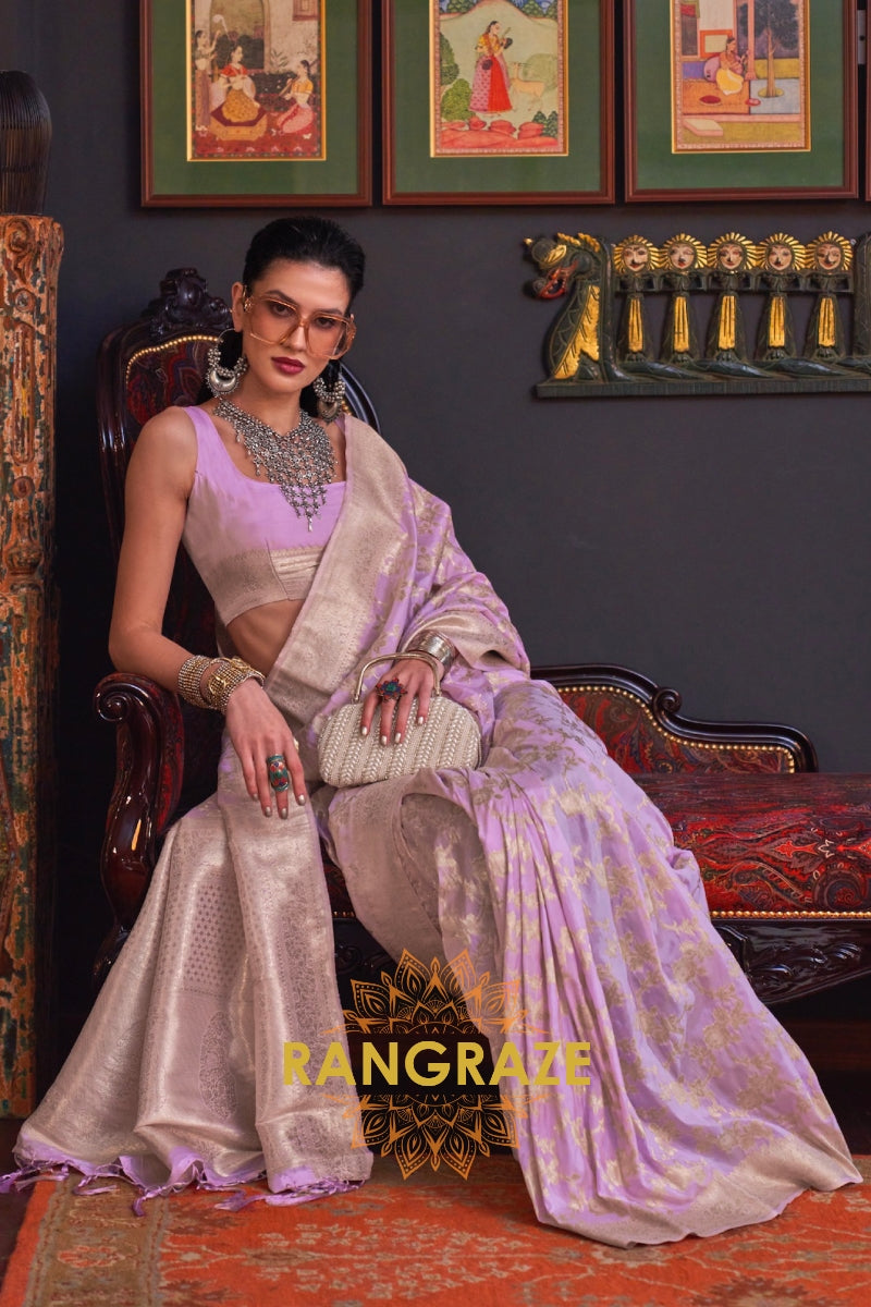 Club Purple Banarasi Katan Silk Saree